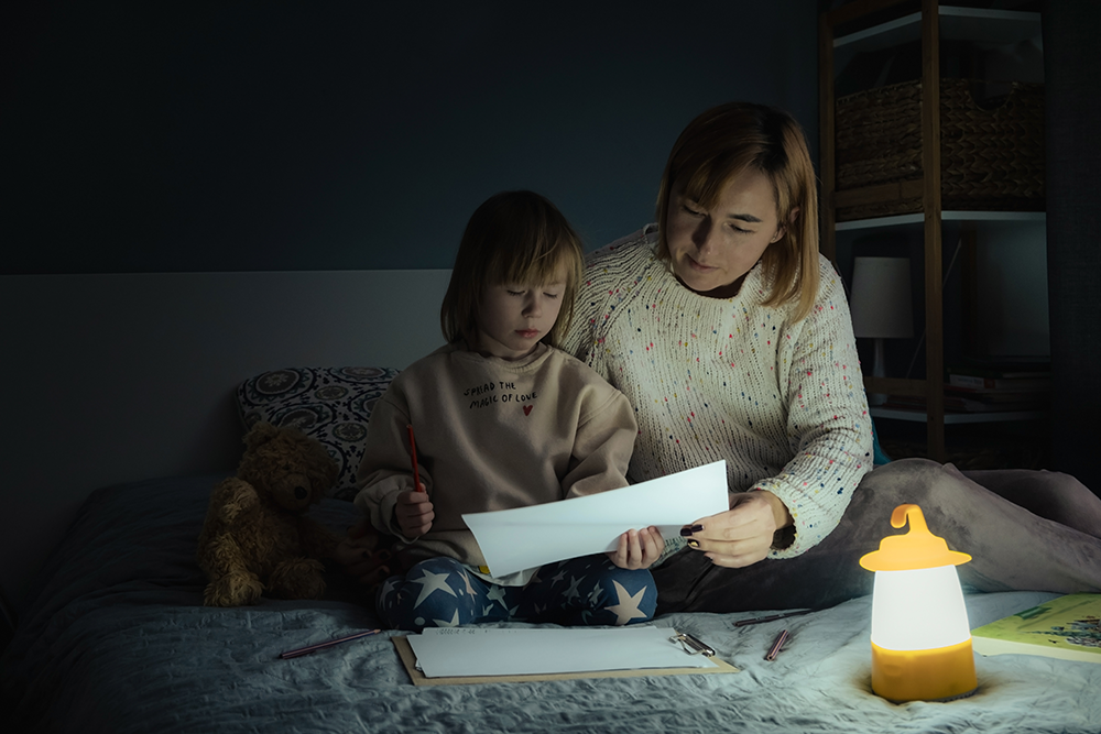 family during power outage